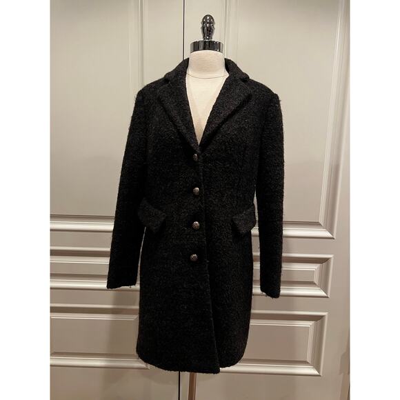 Coldwater Creek dark Gray Wool Blend Coat Removable faux fur collar M 10-12 CL - Picture 3 of 9